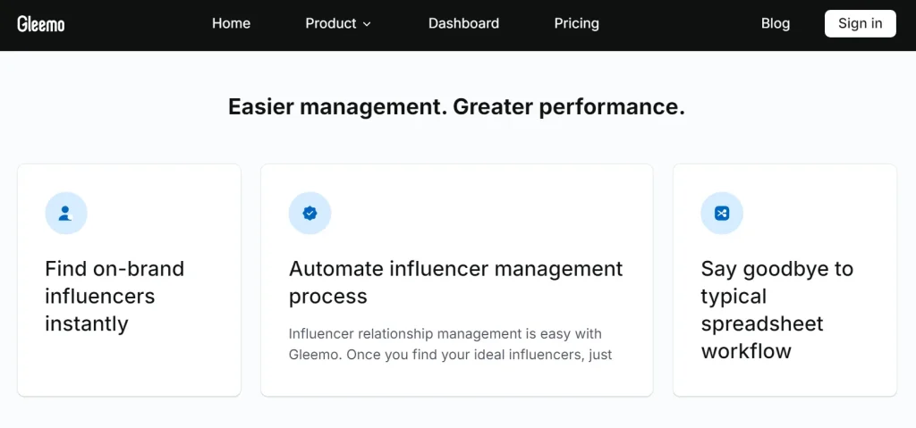 Key Features of Gleemo Influencer Marketing Software